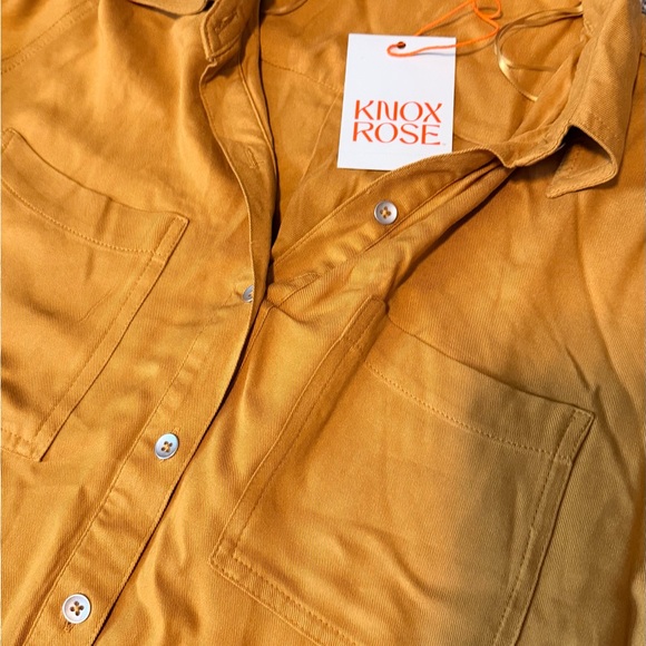 NWT - Knox Rose Mustard Yellow Button-Up Shirt - Picture 4 of 5